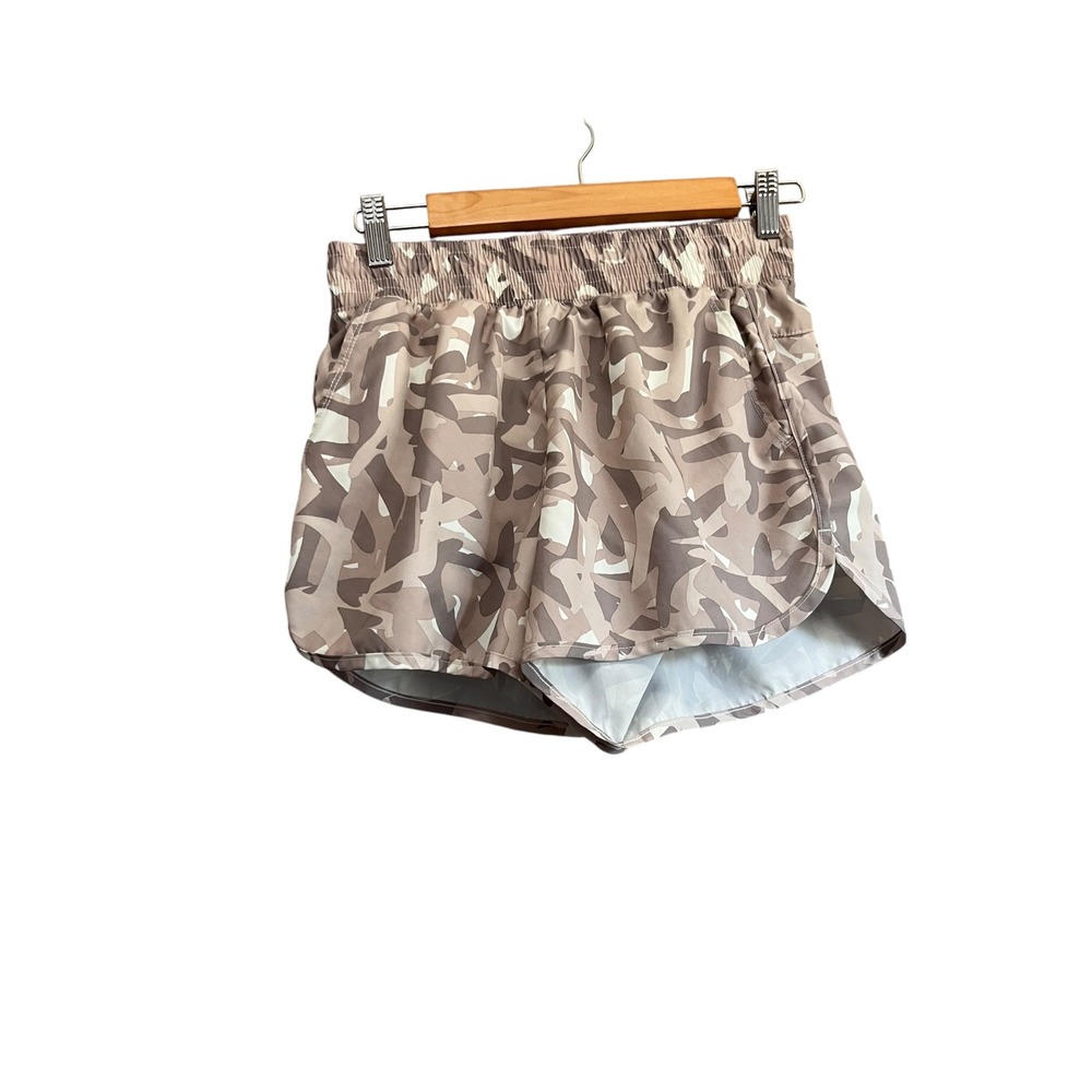 Athletic Works Running Shorts Women XS Brown Camo Excellent Smocked Waistband